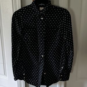 Black with white dots long sleeve blouse